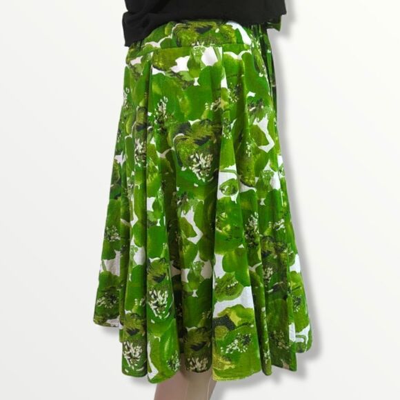 INC International Concepts Green Floral A-Line Skirt Size 8 - Picture 5 of 8